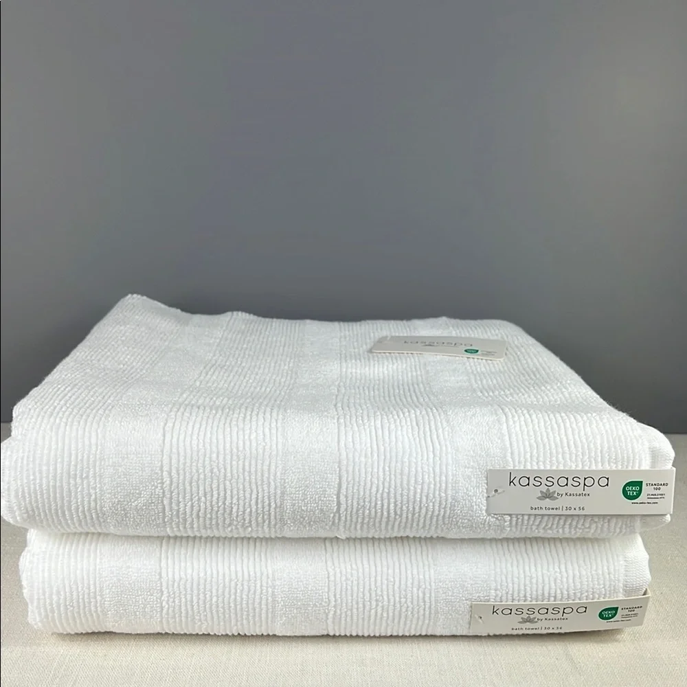 Kassa Spa White Bath Towel Set 100% Cotton 2 Bath Set of 2 NEW
